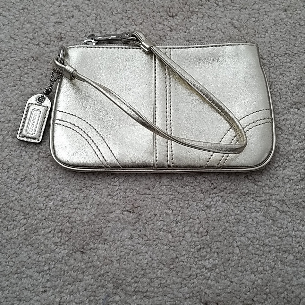 Coach metallic wristlet